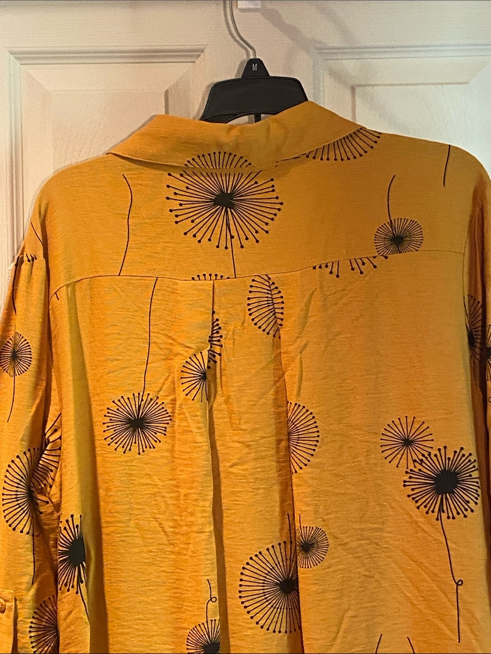 Women's Mustard Floral Button-Down with side pockets - Picture 9 of 11